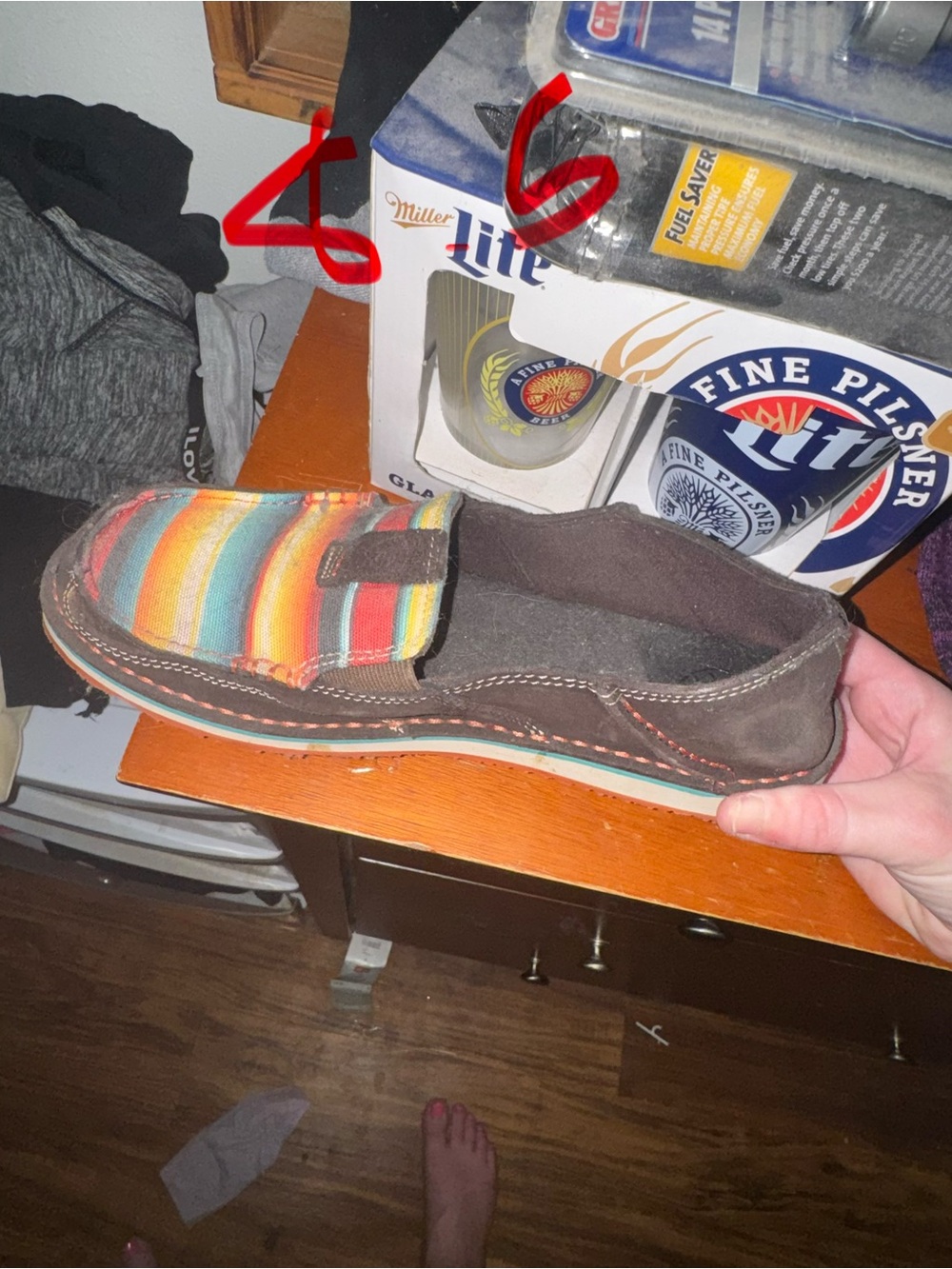 Ariat Brown Moccasins with Multicolor Striped Toe